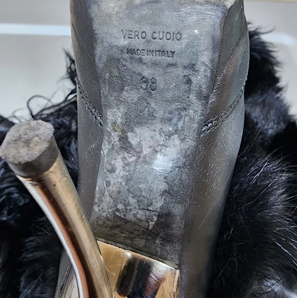 Vero Cuoio Women's Genuine Leather and Fur Knee High Boots, size 38 IT, 8 US - Picture 6 of 12